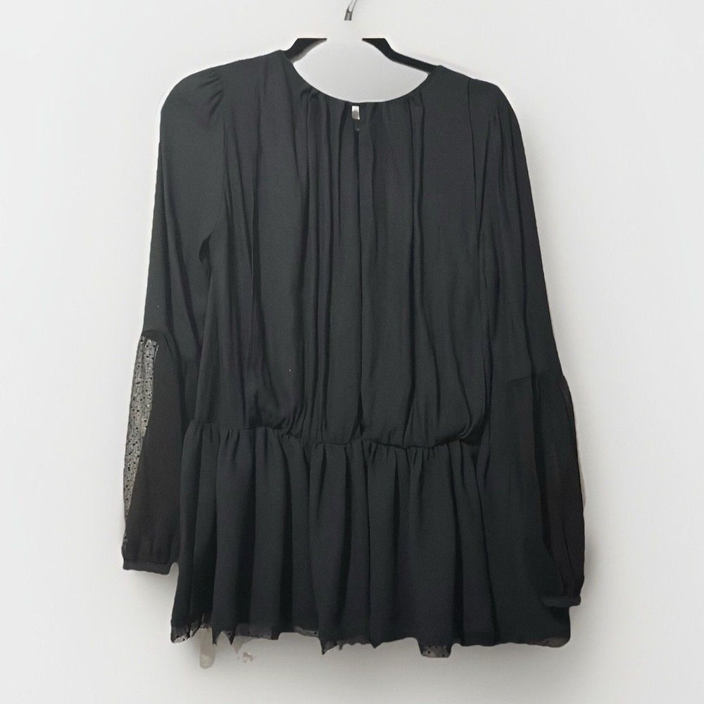 Free People Soul Serene Top Black Boho Blouse Mesh Lace Drop Waist Grunge Witchy